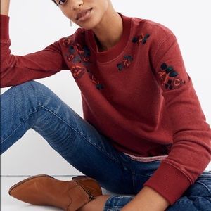 Madewell embroidered floral cropped sweatshirt